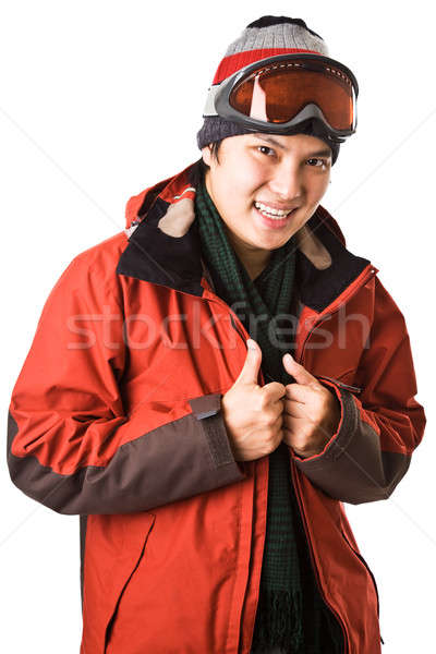 Snowboarder isoliert erschossen asian glücklich männlich Stock foto © aremafoto