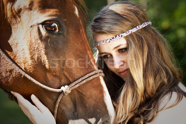 Girl with horse Stock photo © aremafoto