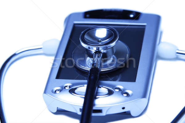 Stethoscoop pda Blauw arts gezondheid ziekenhuis Stockfoto © aremafoto