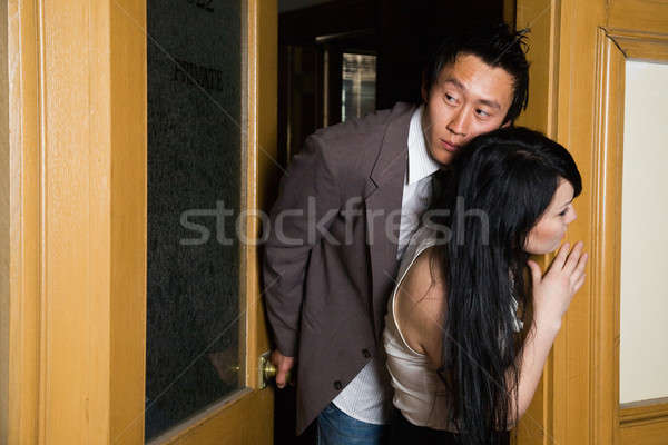 Romance escritório dois pessoas de negócios romântico assunto Foto stock © aremafoto