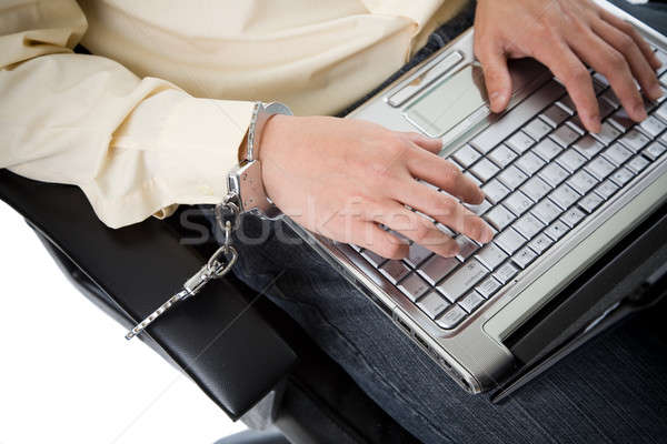  Handcuffed working businessman Stock photo © aremafoto
