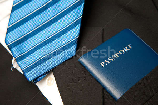 Stock fotó: üzleti · út · lövés · öltöny · nyakkendő · útlevél · konzerv