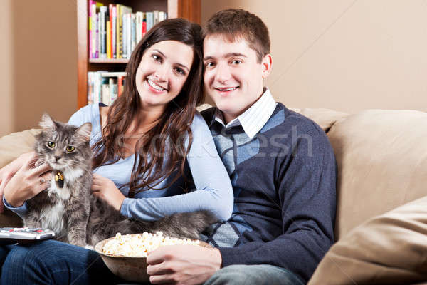 Couple relaxing at home Stock photo © aremafoto