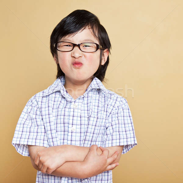 Aranyos ázsiai fiú portré készít vicces arc Stock fotó © aremafoto