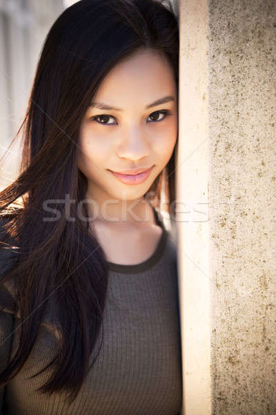 Gyönyörű ázsiai lány portré szabadtér nő Stock fotó © aremafoto