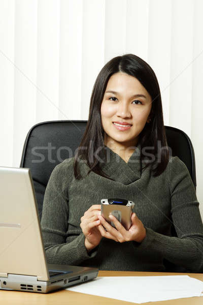занят деловая женщина рабочих КПК ноутбука бизнеса Сток-фото © aremafoto