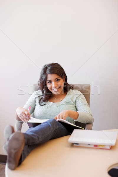 Stock photo: Asian student studying