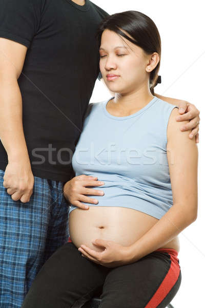 Foto stock: Mujer · embarazada · tiro · marido · amor · hombre · feliz