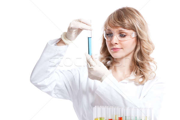 Femeie om de ştiinţă izolat shot educaţie lucru Imagine de stoc © aremafoto