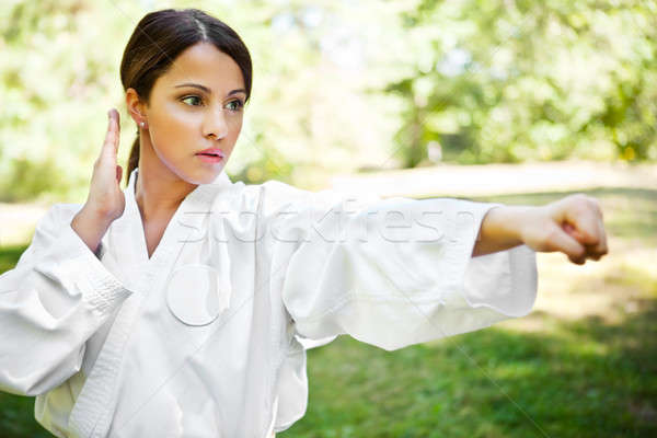 Foto stock: Asia · karate · tiro · mujer · nina