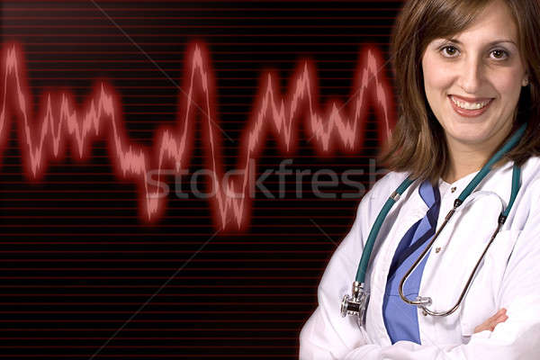 Kardiologia młodych medycznych zawodowych odizolowany kardiogram Zdjęcia stock © ArenaCreative