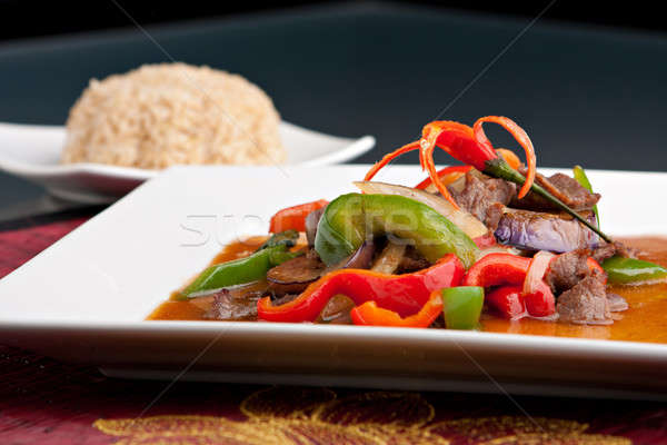 Gericht gemischte Gemüse Rindfleisch Stock foto © ArenaCreative