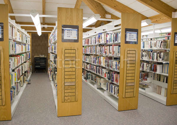 Biblioteca público estantería completo libros educación Foto stock © ArenaCreative