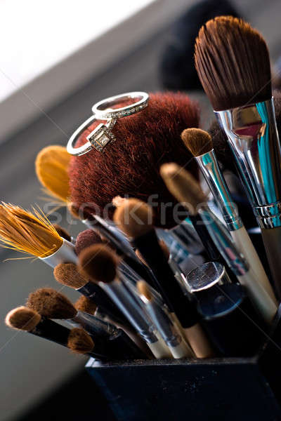Wedding Rings On Makeup Brushes Stock photo © ArenaCreative