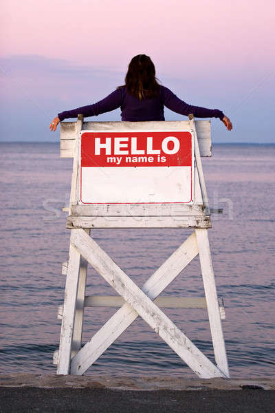 Megnyugtató tengerpart nő kifejezéstelen úszómester szék Stock fotó © ArenaCreative