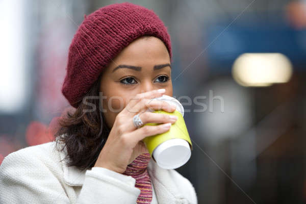 Woman Drinking a Hot Beverage Stock photo © ArenaCreative