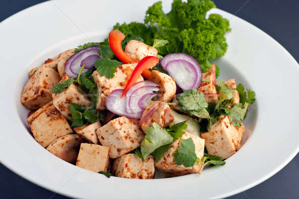 Thai étel tofu keverés friss fehér edény Stock fotó © ArenaCreative