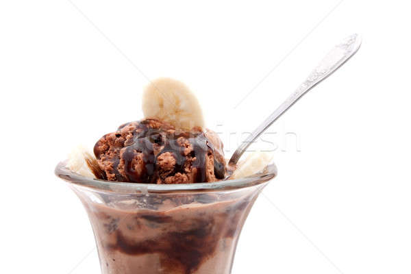 Chocolat crème glacée sundae délicieux bananes isolé Photo stock © ArenaCreative