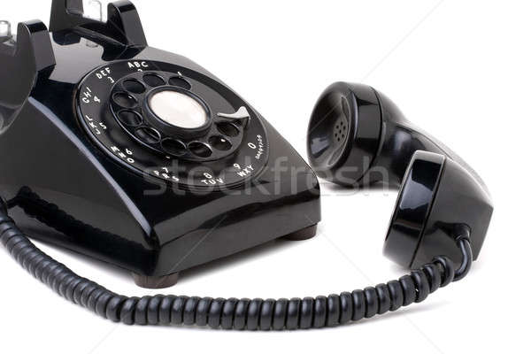 Stockfoto: Oude · vintage · telefoon · af · haak · zwarte