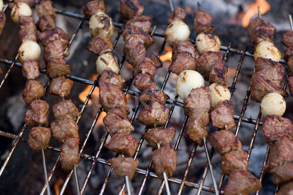 Stock fotó: Marhahús · kebab · főzés · forró · tábor · tűz