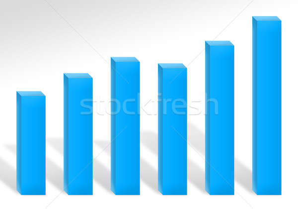 Zdjęcia stock: Niebieski · zysk · wykres · 3D · wykres · słupkowy · ilustracja