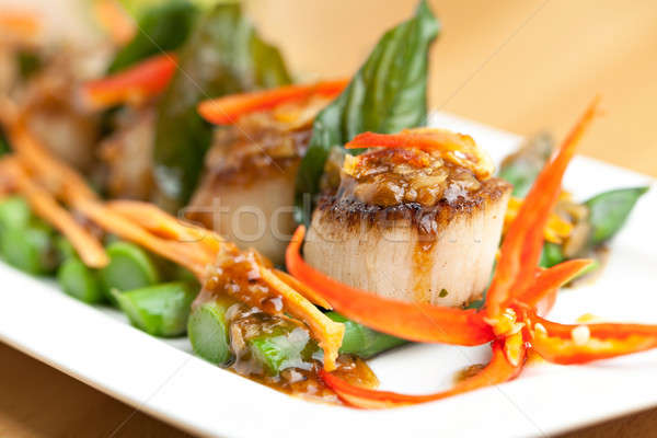 Tailandés plato picante cama espárragos verde Foto stock © arenacreative