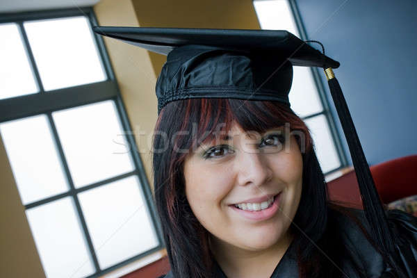 школы окончания выпускник позируют Cap платье Сток-фото © ArenaCreative
