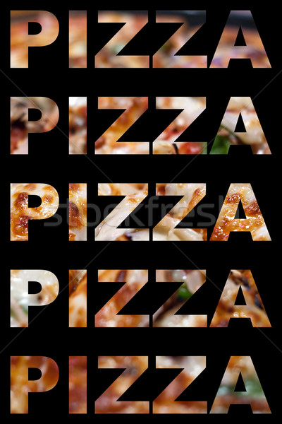 Pizza cuvant montaj texturi izolat negru Imagine de stoc © ArenaCreative