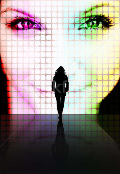 красоту восприятие иллюстрация силуэта женщину глядя Сток-фото © ArenaCreative