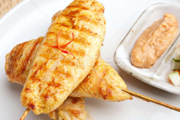 Grilled Chicken Satay Close Up Stock photo © ArenaCreative