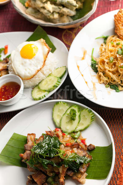 Autentikus thai konyha választék keverés edények Stock fotó © arenacreative