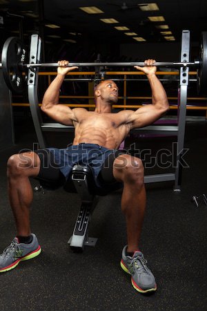 Pad sajtó súlyzós edzés súly ül lift Stock fotó © arenacreative