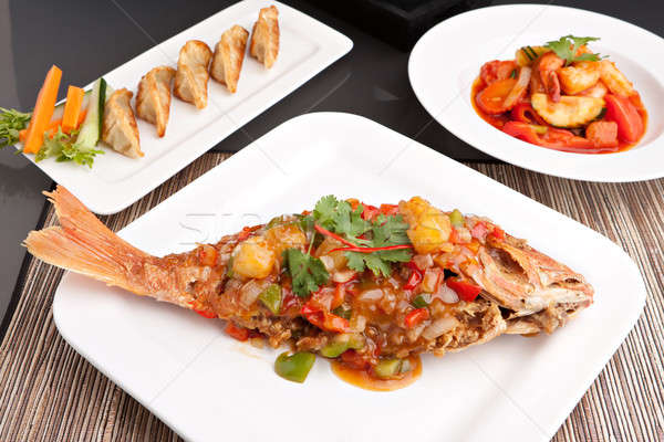 Stock photo: Thai Red Snapper with Tamarind Sauce