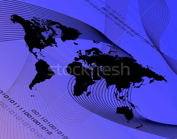 Albastru lume montaj hartă a lumii Internet proiect Imagine de stoc © ArenaCreative