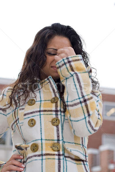 Stres głowy kobieta bolesny na zewnątrz Zdjęcia stock © ArenaCreative