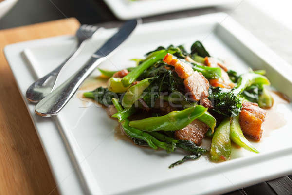 Thai Stil knusprig Schweinefleisch Gericht chinesisch Stock foto © arenacreative