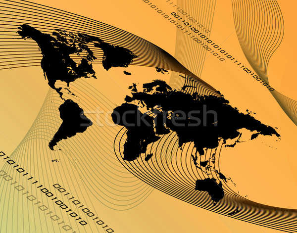 Laranja mundo montagem mapa do mundo internet projeto Foto stock © ArenaCreative
