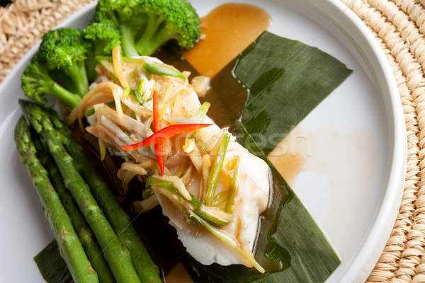 Thai Sea Bass with Asparagus Stock photo © arenacreative