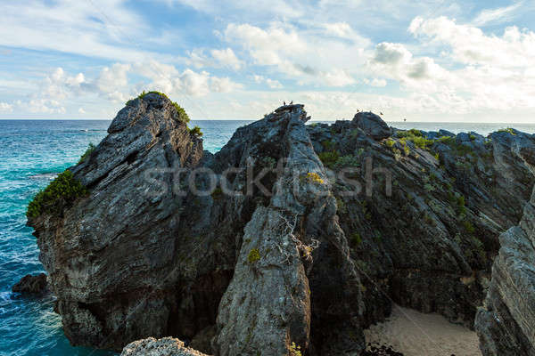 ストックフォト: 岩 · 表示 · 海 · 洞窟 · 島