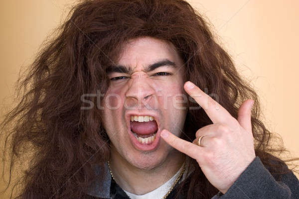 Crazy рокер чувак голову вечеринка Сток-фото © ArenaCreative