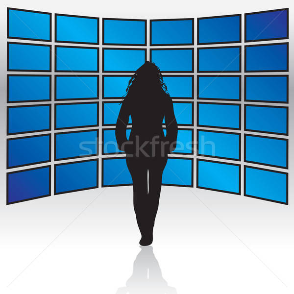 Wall of Widescreen TVs Stock photo © ArenaCreative