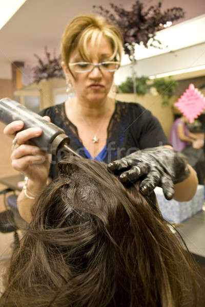 Fodrász jelentkezik szín hajszín ügyfelek fej Stock fotó © ArenaCreative