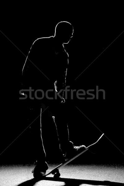 Rim Lit Skateboarder Silhouette Stock photo © ArenaCreative