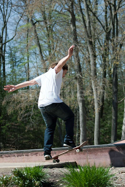 Skateboarder rail action coup patinage skate [[stock_photo]] © ArenaCreative