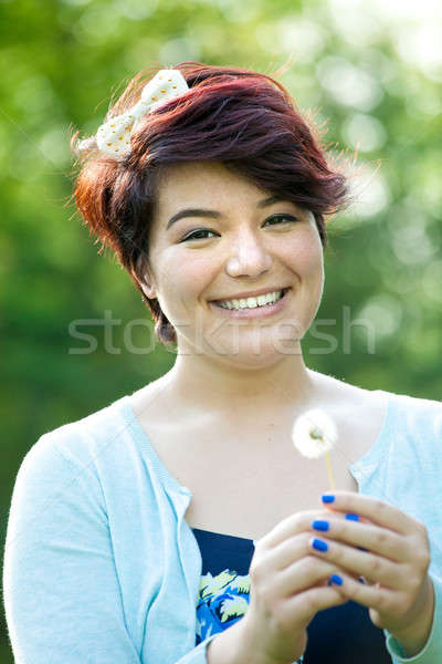 Woman Holding a Dried Dandelion Stock photo © arenacreative