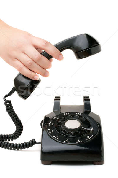 Halten Telefon Hand Mobilteil alten schwarz Stock foto © ArenaCreative