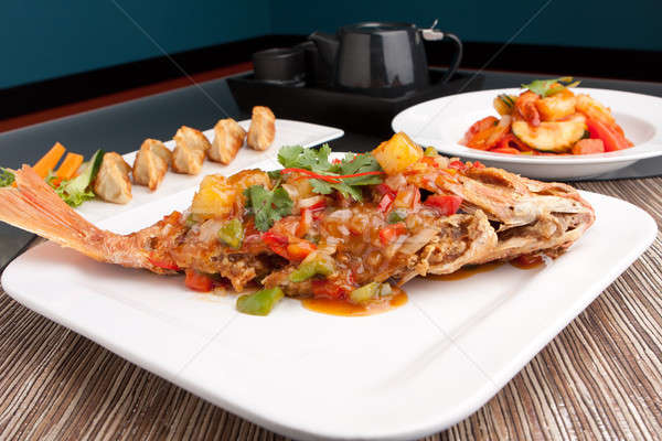 Red Snapper with Tamarind Sauce Stock photo © ArenaCreative