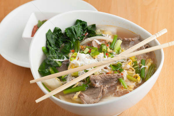 Estilo sopa carne de vacuno primer plano tailandés arroz Foto stock © arenacreative