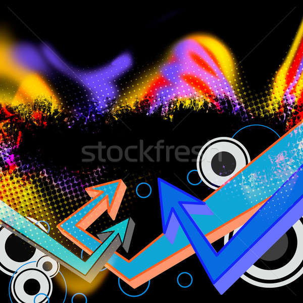Funky pijlen lay-out veelkleurig grunge graffiti Stockfoto © ArenaCreative