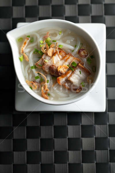 Thai Noodle Soup with Crispy Pork Stock photo © arenacreative